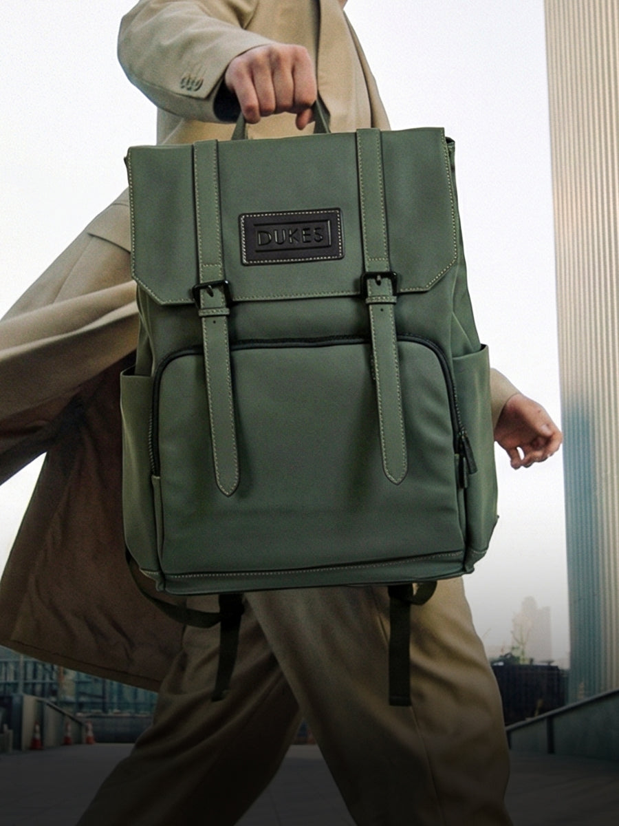 CITYLINE stylish backpack Pakistan, premium PU daily backpack Pure Black and Green